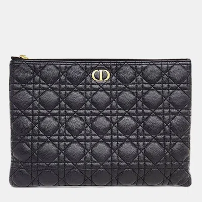 Pre-owned Dior Christian  Caro Daily Large Pouch In Black