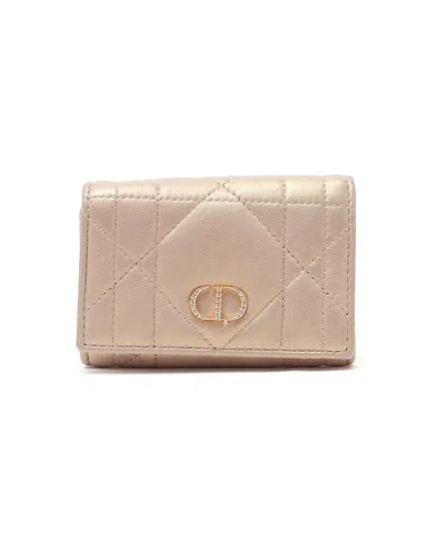 Dior Christian  Caro Folding Wallet In Pink