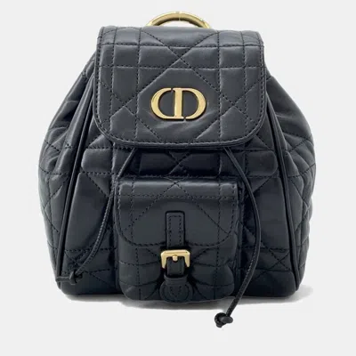 Pre-owned Dior Christian  Caro Macrocannage Small Lambskin Backpack Black