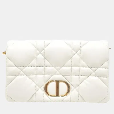 Pre-owned Dior Christian  Caro Pouch Bag In White