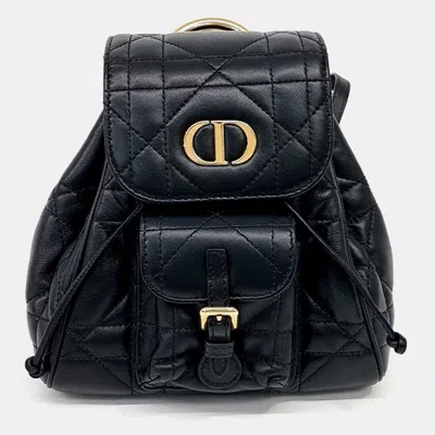 Pre-owned Dior Christian  Caro Small Black Cannage Lambskin Leather Backpack Bag