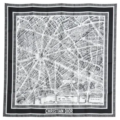 Pre-owned Dior Christian  Carre Plan De Paris Soie Iconic White Navy Silk Twill Scarf Nib