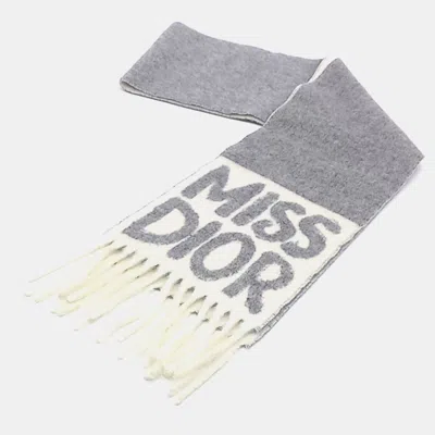Pre-owned Dior Christian  Cashmere Scarf In Grey