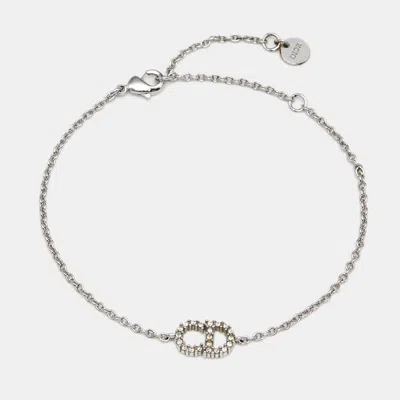 Pre-owned Dior Christian  Cd Crystals Silver Tone Bracelet