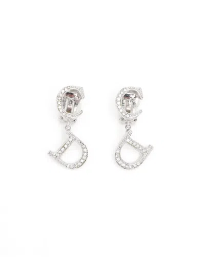 Dior Christian  Cd Dangling Clip-on Earrings In Metallic