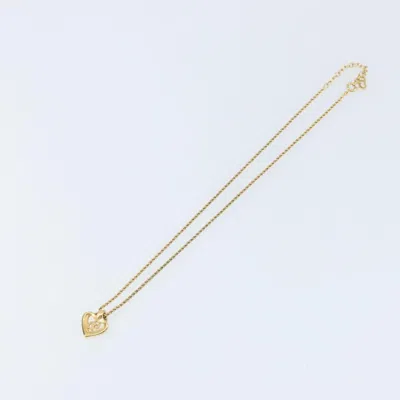 Pre-owned Dior Christian  Cd Heart Necklace Metal Gold Metal Necklace Jewelry ()