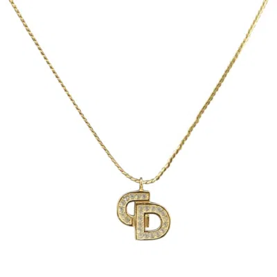 Pre-owned Dior Christian  Cd Logo Necklace Metal Gold Metal Necklace Jewelry ()