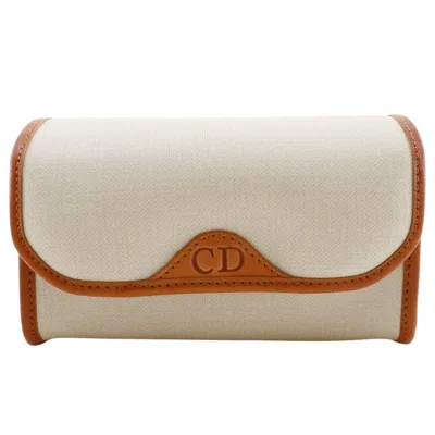 Pre-owned Dior Christian  Cd Logo Novelty Pouch Pvc Ecru Pvc Clutche & Pouche Bag () In Sand