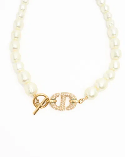 Pre-owned Dior Christian  Cd Pearl Choker In White
