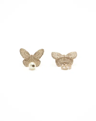 Pre-owned Dior Christian  Cd Pearl Earrings In Gold