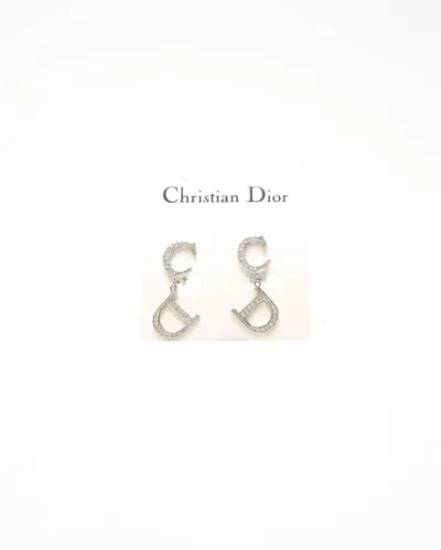 Dior Christian  Cd Rhinestone Clip-on Earrings