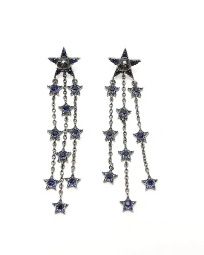 Dior Christian  Cd Rhinestone Dangling Earrings In Silver