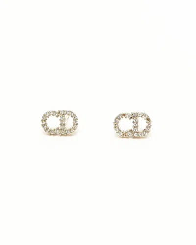 Dior Christian  Cd Rhinestone Earrings
