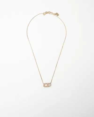 Dior Christian  Cd Rhinestone Necklace In Gold