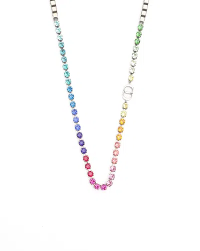 Pre-owned Dior Christian  Cd Rhinestone Necklace In Multicolour