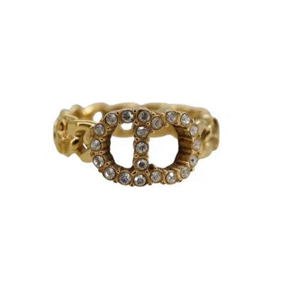 Pre-owned Dior Christian  Cd Ring Metal And Crystals Gold Gold_plated Jewelry ()