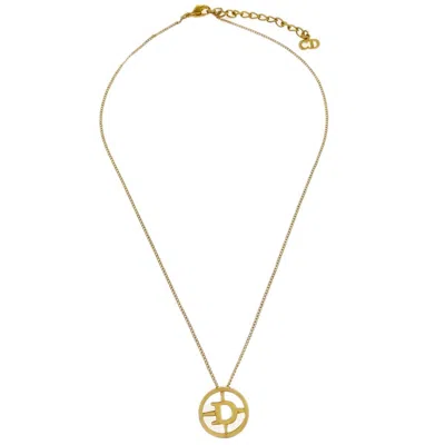 Pre-owned Dior Christian  Cd Round Pendant Necklace Metal Gold Gold_plated Necklace Jewelry ()