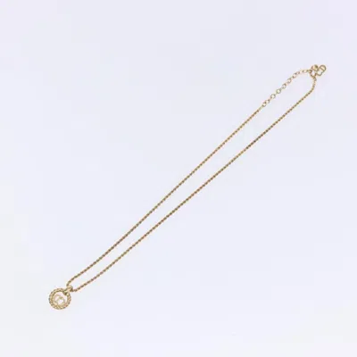 Pre-owned Dior Christian  Cd Round Pendant Necklace Metal Gold Metal Jewelry ()