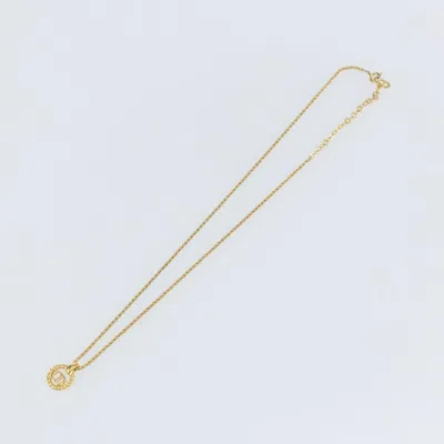 Pre-owned Dior Christian  Cd Round Pendant Necklace Metal Gold Metal Necklace Jewelry ()