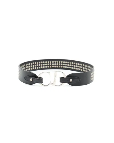 Dior Christian  Cd Studded Belt, Size 75 In Black
