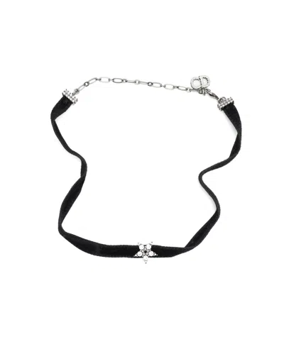 Pre-owned Dior Christian  Cd Velvet Star Rhinestone Choker In Black