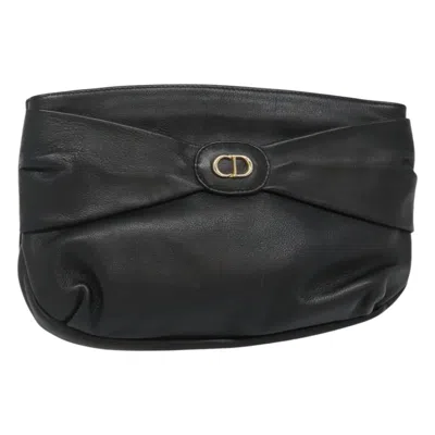Pre-owned Dior Christian  Cd Zip Pouch Leather Black Leather Clutche & Pouche Bag ()