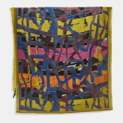 Pre-owned Dior Christian  Chris Martin Limited Edition Multicolor Lurex Silk Scarf