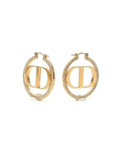 Dior Christian  Christian Cd Rhinestone Earrings In Gold