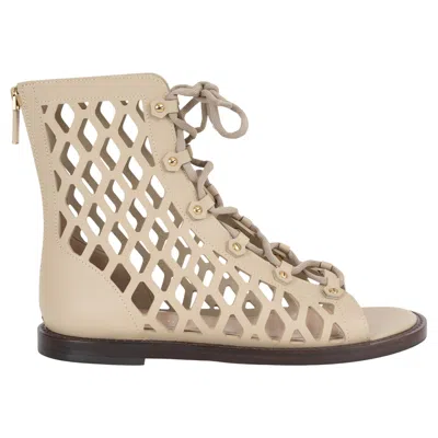 Pre-owned Dior Christian  Corde Beige Matte Leather 2021 D-trap Sandals Shoes 38 In Brown
