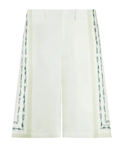 Dior Christian  Couture Lily Of The Valley Bermuda Shorts In White