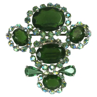 Pre-owned Dior Christian  Couture Olivine Crystal Brooch In Black