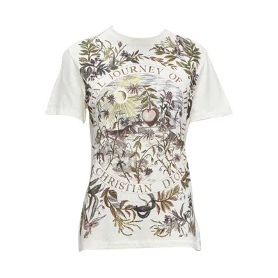 Pre-owned Dior Christian  Cream Cotton Linen Brutal Journey Of The Heart Crew Tshirt S In White