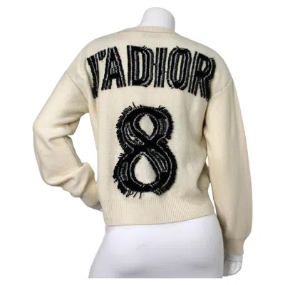Pre-owned Dior Christian  Cream J'a 8 Cashmere Sweater Circa 2017 In White