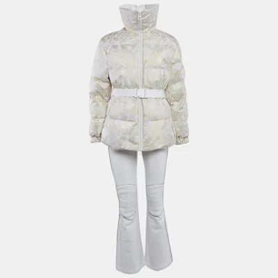 Pre-owned Dior Christian  Cream Lurex Jacquard And Gabardine Ski Jacket And Pants Set S