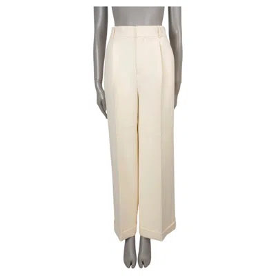 Pre-owned Dior Christian  Cream Wool & Silk 2022 Wide Leg Pants 36 Xs In White