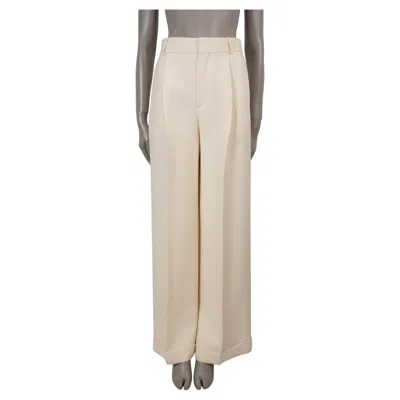 Pre-owned Dior Christian  Cream Wool & Silk 2022 Wide Leg Pants 36 Xs In White