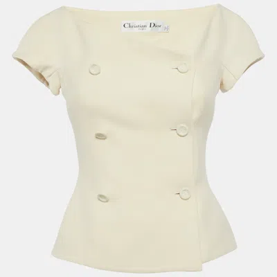 Pre-owned Dior Christian  Cream Wool And Silk Off-shoulder Top M In White