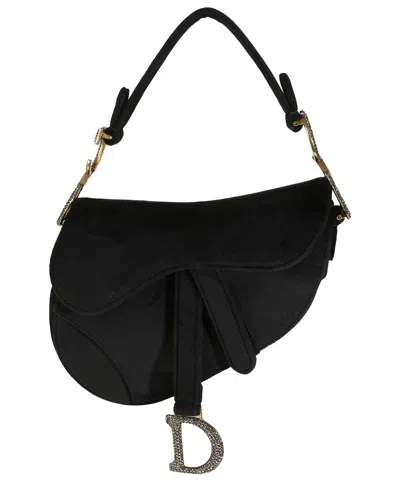 Dior Christian  Crystal Mini Velvet Saddle Bag