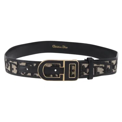 Pre-owned Dior Christian  D Buckle Belt Canvas And Leather Navy Canvas Belts Accessory ()