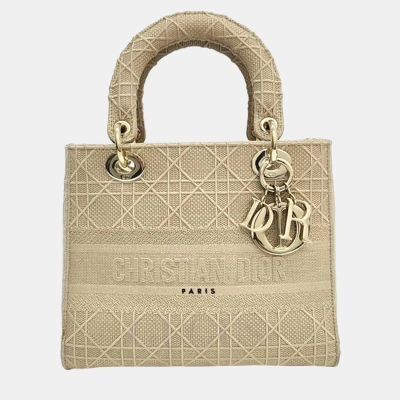 Pre-owned Dior Christian  D-lite Lady Bag Medium In Beige
