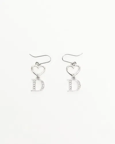 Dior Christian  D Logo Rhinestone Dangling Hook Earrings