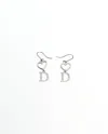 Dior Christian  D Logo Rhinestone Dangling Hook Earrings In Silver
