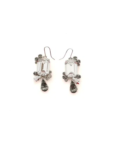 Dior Christian  Dangling Rhinestone Earrings In Silver