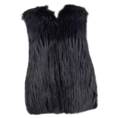Pre-owned Dior Christian  Dark & Light Blue Fox Fur Vest Jacket 38 S