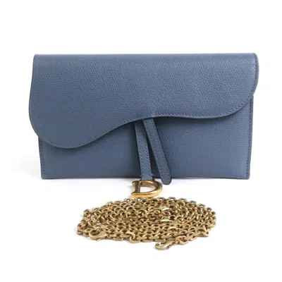 Pre-owned Dior Christian  Dark Blue Leather Coin Purse/coin Case ()