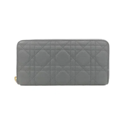 Pre-owned Dior Christian  Dark Blue Leather Long Wallet (bi-fold) ()