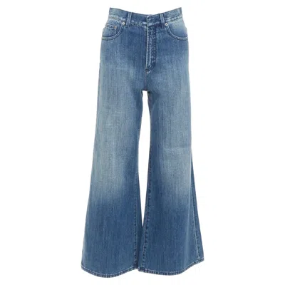 Pre-owned Dior Christian  Dark Blue Washed Darted Pockets Wide Cropped Jeans Fr36 S