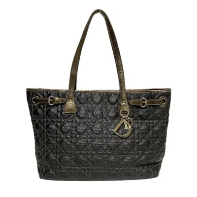 Pre-owned Dior Christian  Dark Brown Khaki Canvas Leather Tote Bag ()