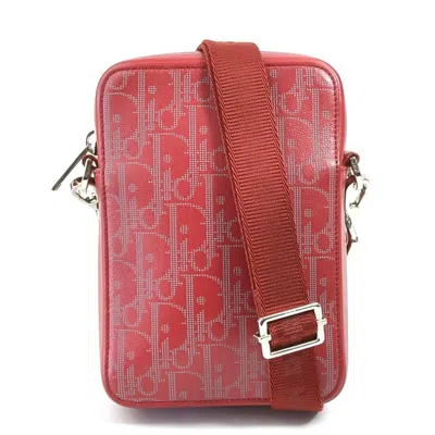 Pre-owned Dior Christian  Dark Red Gray Leather Shoulder Bag () In Dark Red, Gray