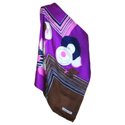 Pre-owned Dior Christian  Deco Print Scarf In Purple